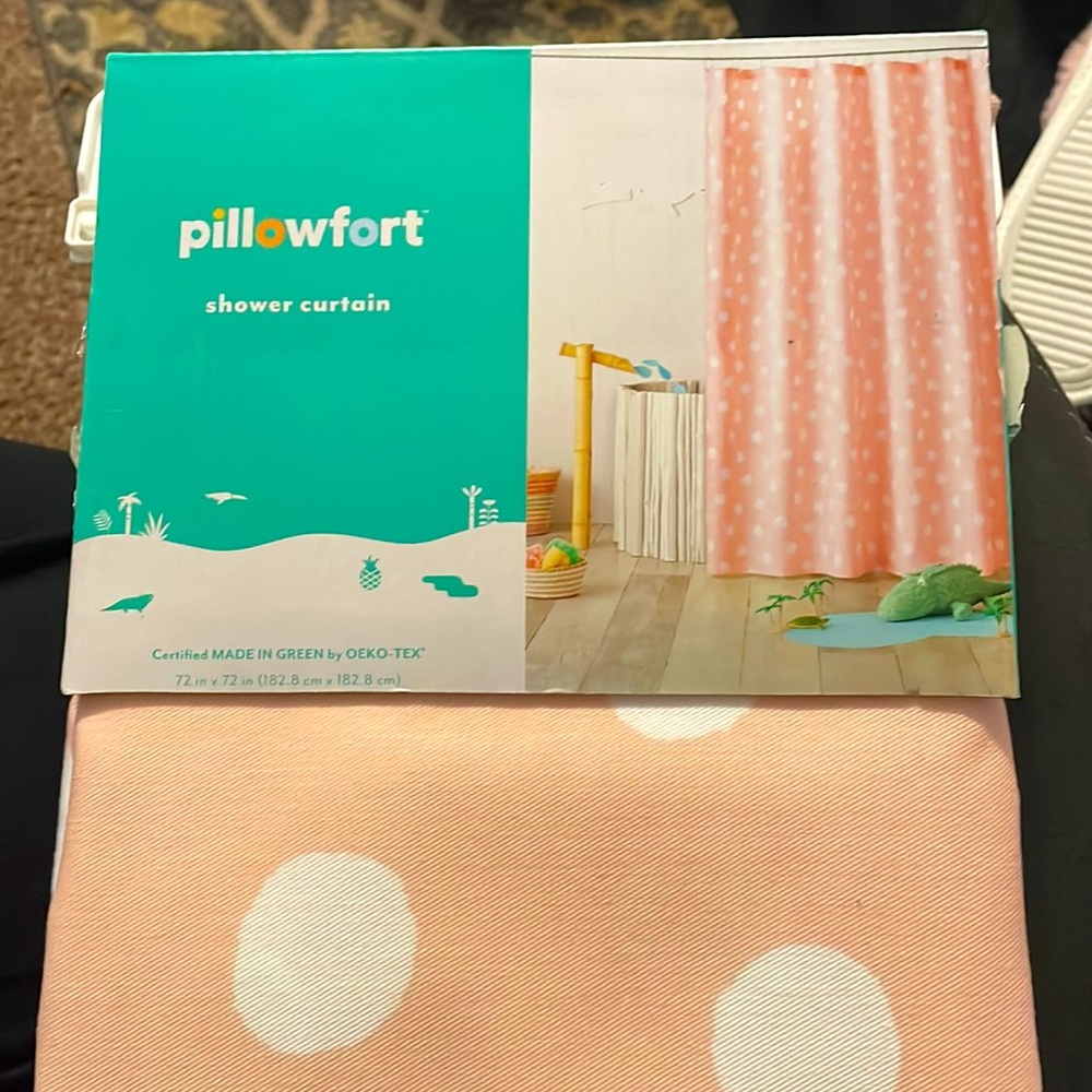 Pink & White Polka Dot Shower Curtain